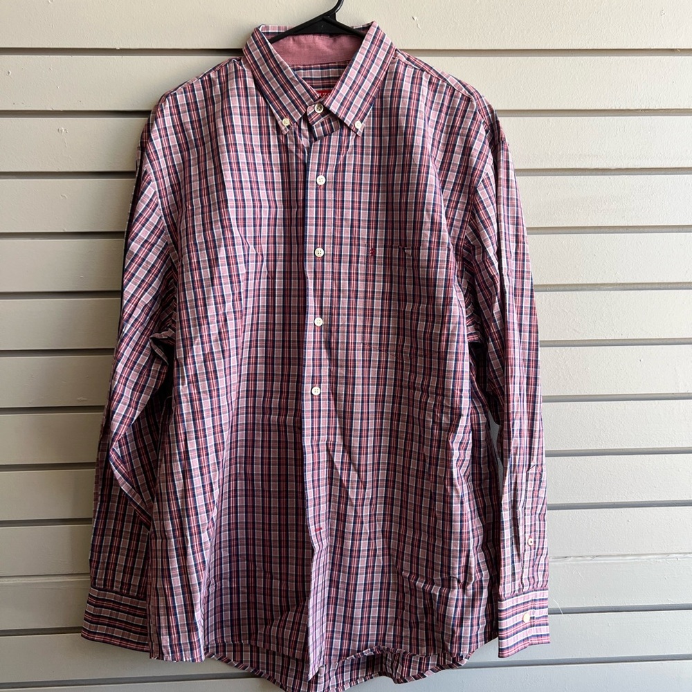 Izod Men’s Button Down Collar Plaid Print. Size L. Good Condition!